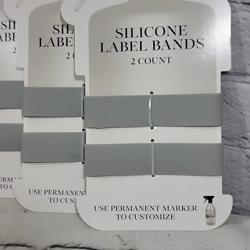 Silicone Label‎ Bands 2 Count Packages Lot Of 4 In Gray New